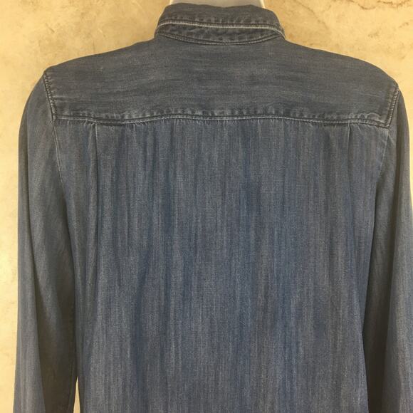 Anne Taylor LOFT Blue Chambray Button-Up Shirt Dress Women's Size  XS - Picture 13 of 16